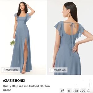 Azazie Bondi Dusty Blue Maxi Bridesmaid Dress